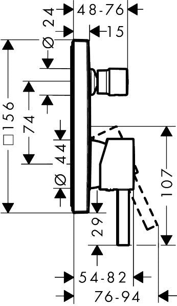 Hansgrohe Finoris Single Lever Bath Mixer for Concealed Installation dimensions