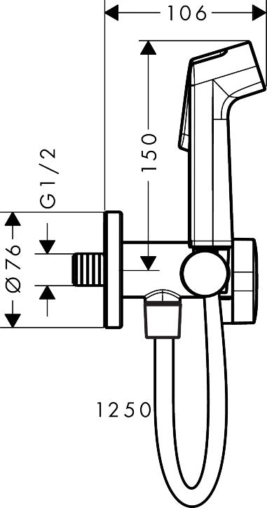 Hansgrohe Bidette Hand Shower Set 29230990 dimensions