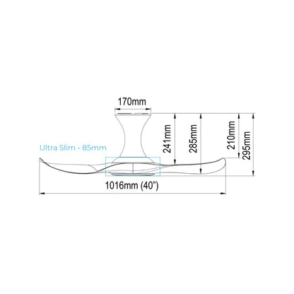 EFENZ Isabel 403 40 inch ceiling fan, hugger version dimensions
