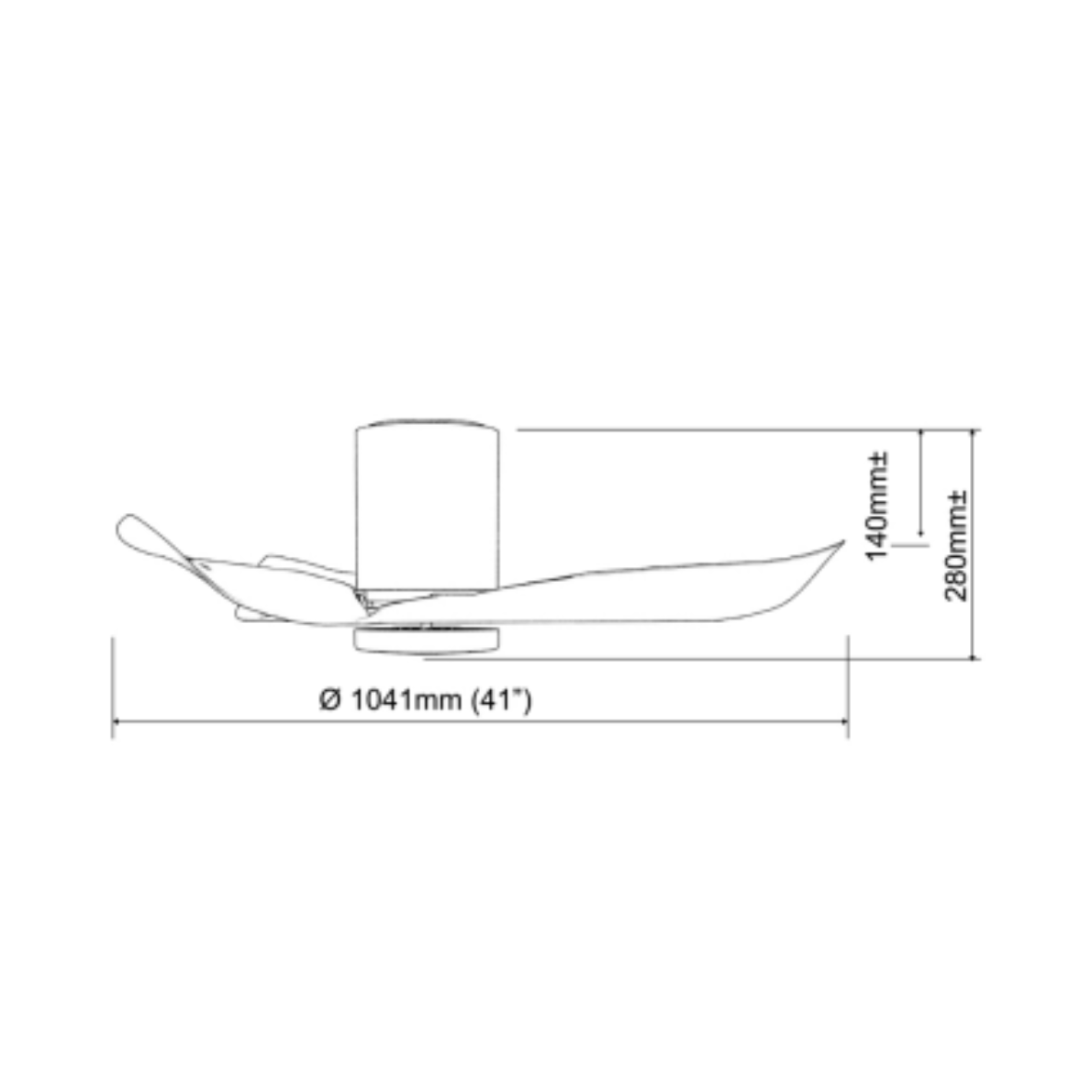 EuropAce AeroAce 41 inch ceiling fan ECF41H, dimensions