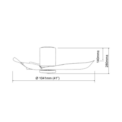 EuropAce AeroAce 41 inch ceiling fan ECF41H, dimensions