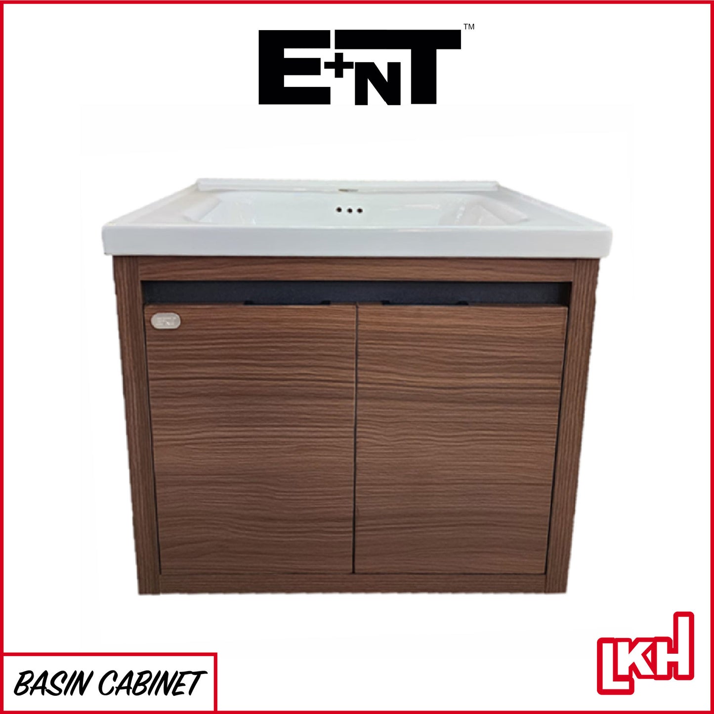 E+NT YB2-60WN 60cm PVC Basin Cabinet (Walnut)