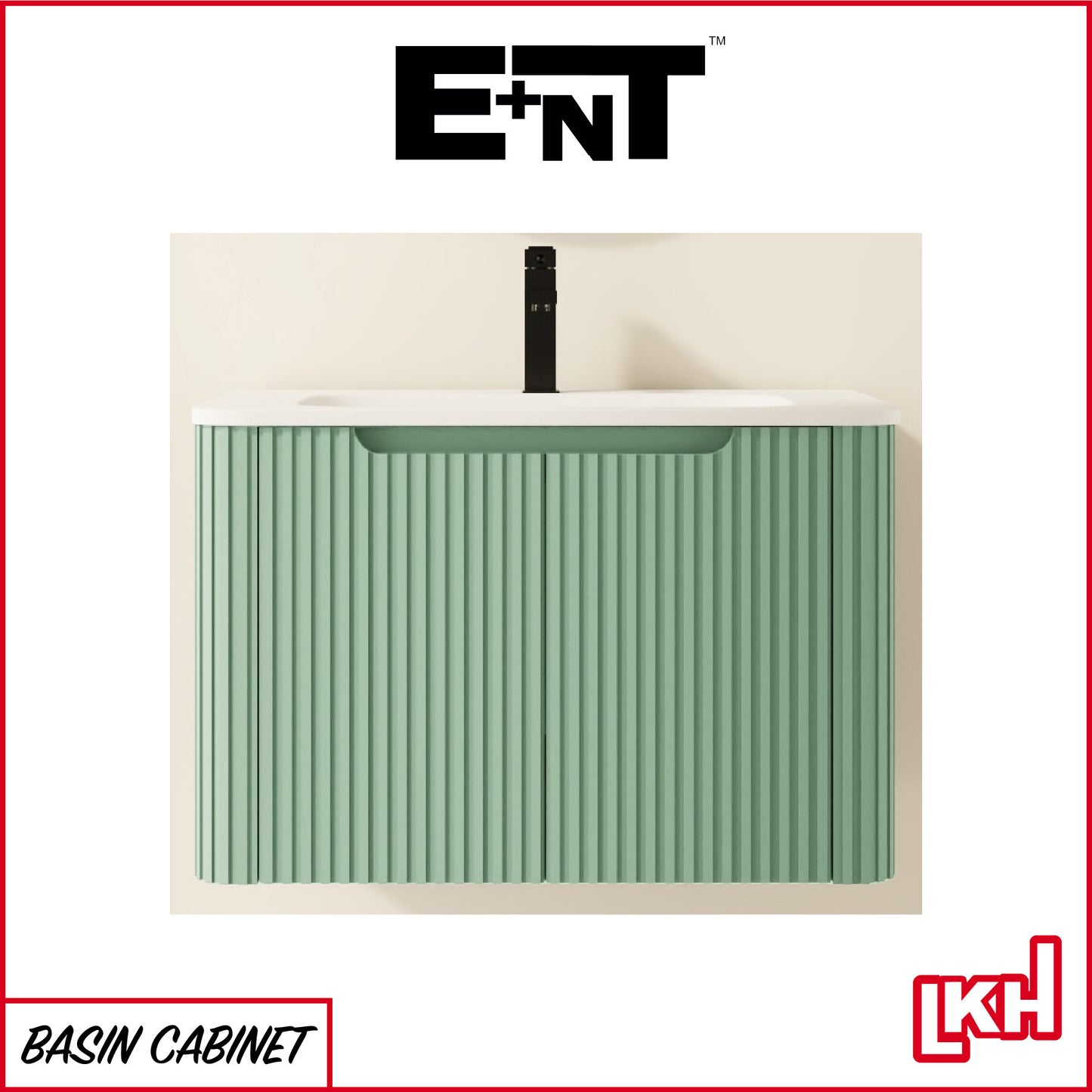 E+NT YAP1-75MGN 75cm PVC Basin Cabinet (Mint Green)