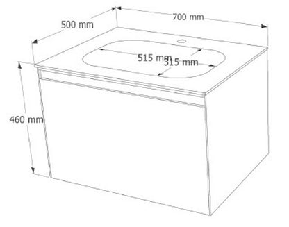 E+NT LD-3853IG 70cm Stainless Steel Basin Cabinet (Irish Grey)