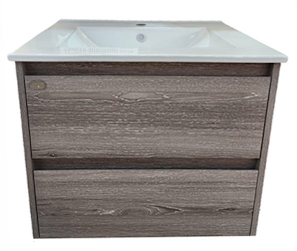 E+NT Y60BC-GS 60cm PVC Basin Cabinet (Grey White Oak)