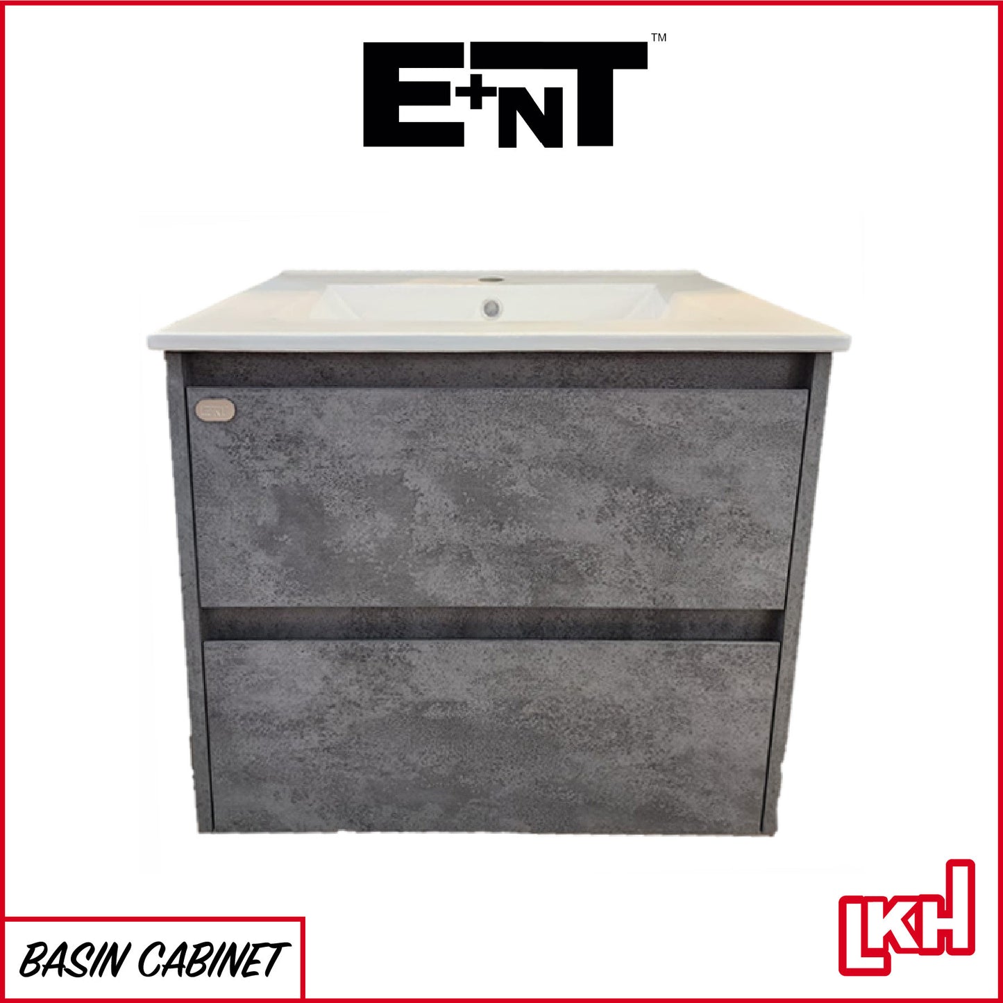 E+NT Y60BC-MG 60cm PVC Basin Cabinet (Marble Grey)