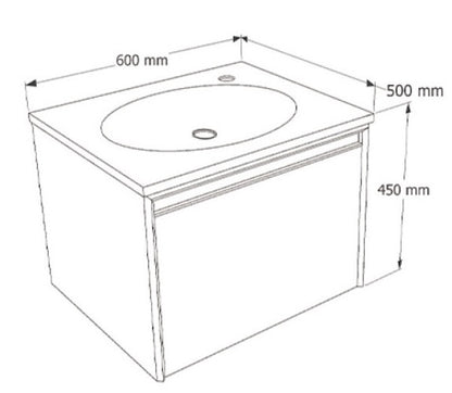 E+NT LD-3581 60cm Stainless Steel Basin Cabinet (Matt Grey)