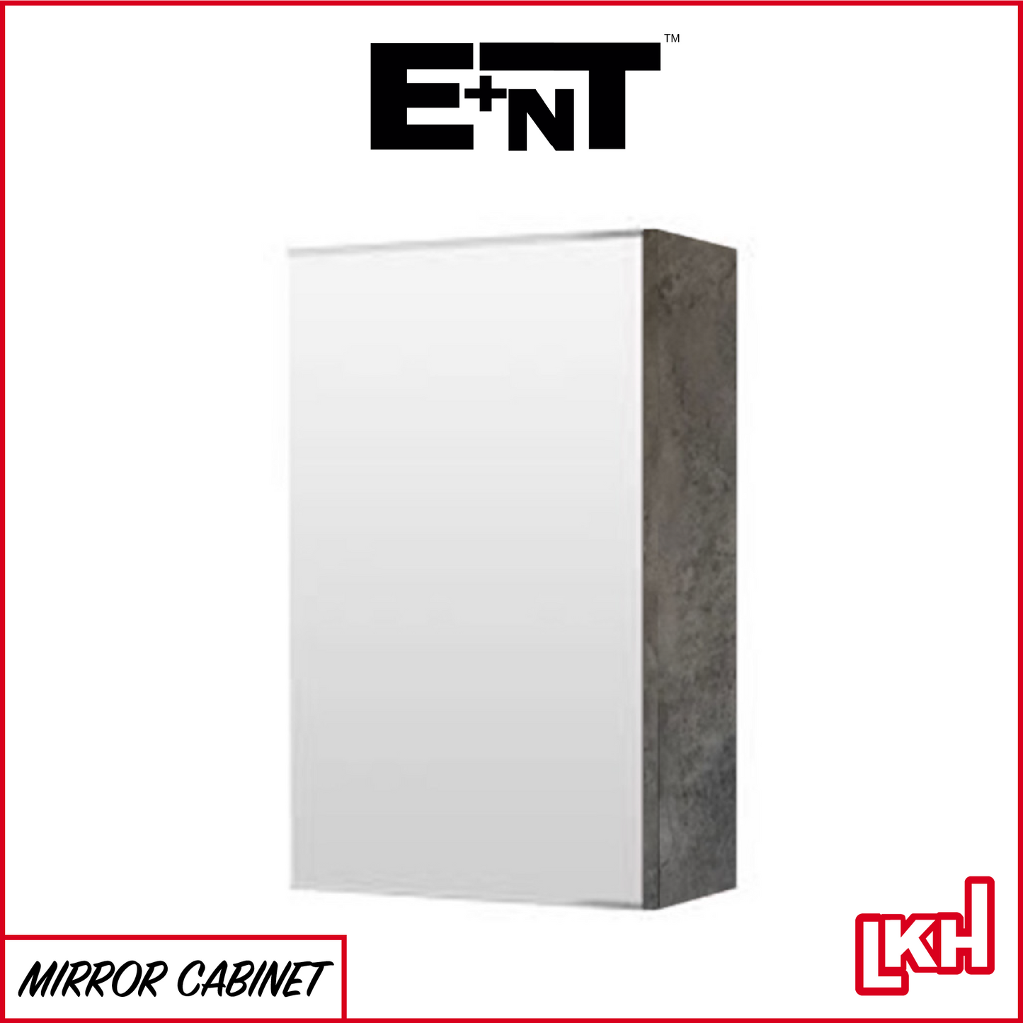 E+NT 1018GM Stainless Steel Mirror Cabinet (Gray Marble)