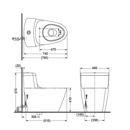 TOTO C636 One Piece Toilet (305mm)