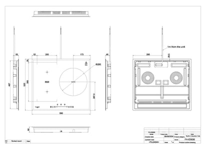 Fujioh FH-ID3530 induction hob with flex zone dimensions