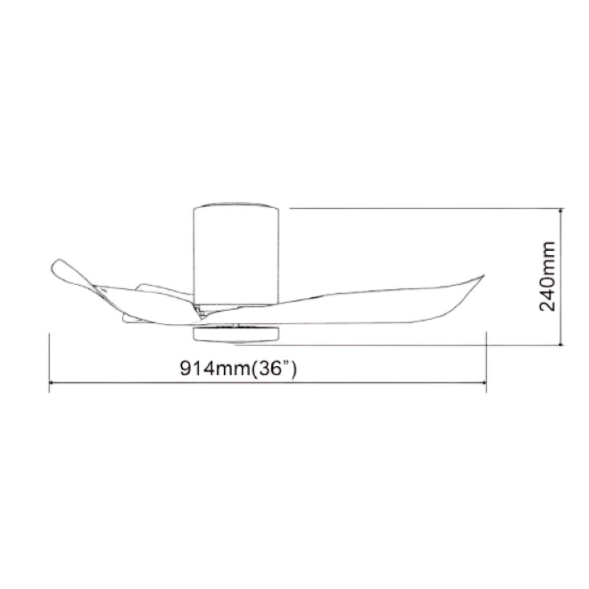 EuropAce AceStar 36 inch ceiling fan ECF36H, dimensions
