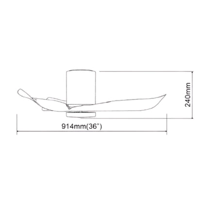 EuropAce AceStar 36 inch ceiling fan ECF36H, dimensions