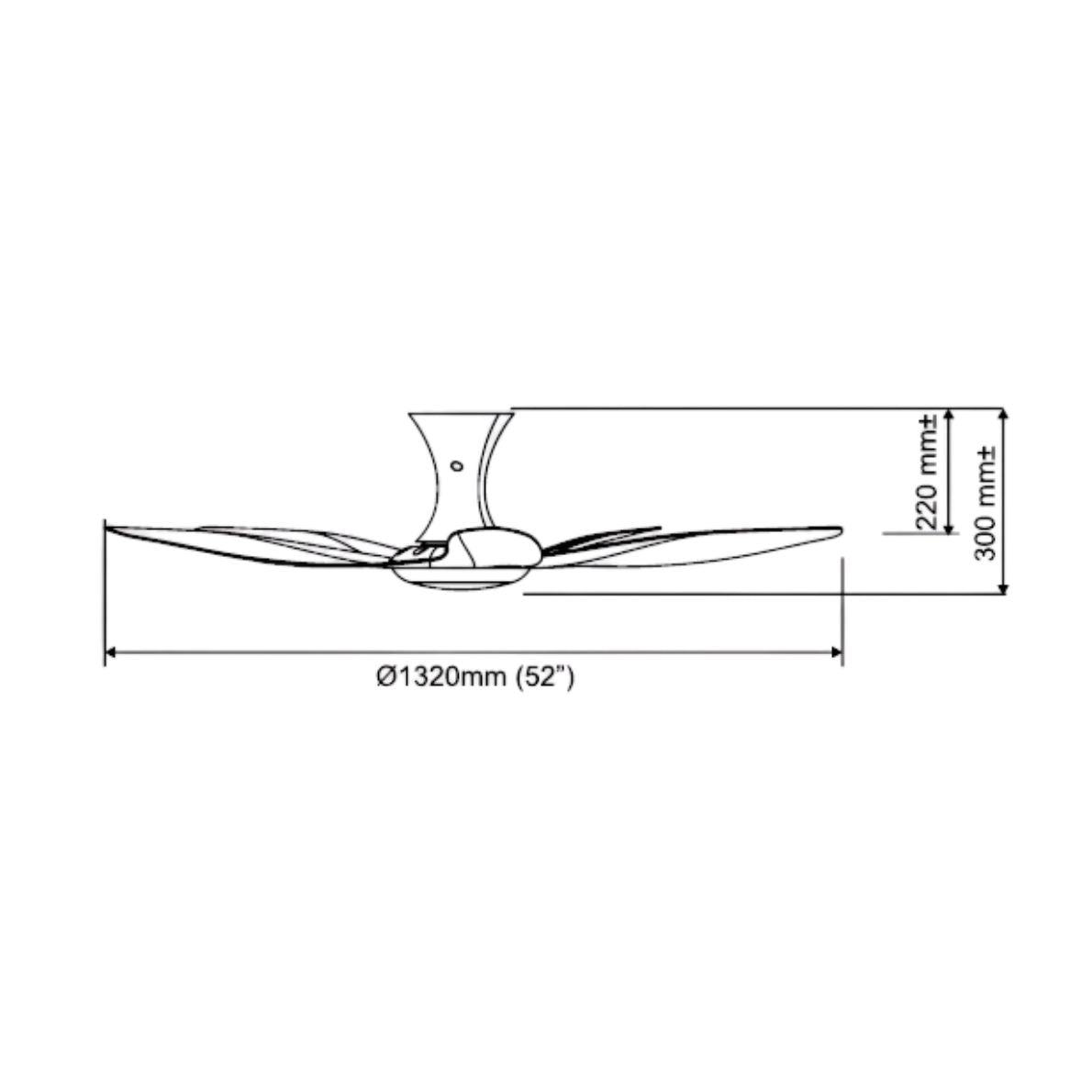 EuropAce BreezeAce 52 inch ceiling fan ECF52HR5, dimensions