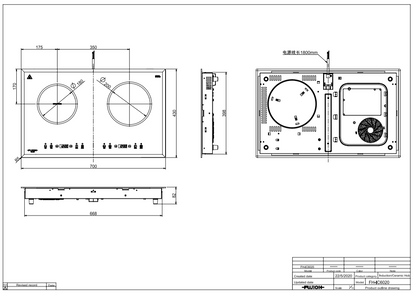 Fujioh FH-IC6020 induction and ceramic hob dimensions