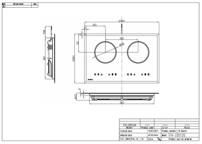 Fujioh FH-ID5120 2-zone induction hob dimensions