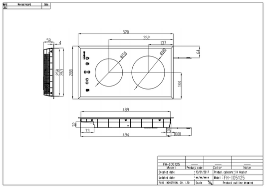 Fujioh FH-ID5125 domino induction hob dimensions