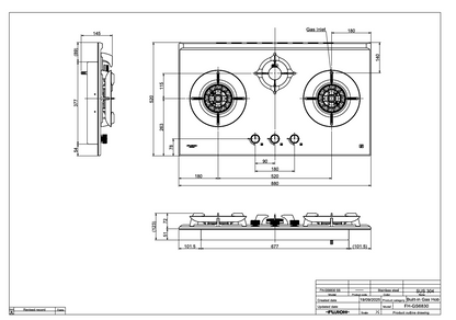 Fujioh FH-GS6830 3-burner gas hob dimensions