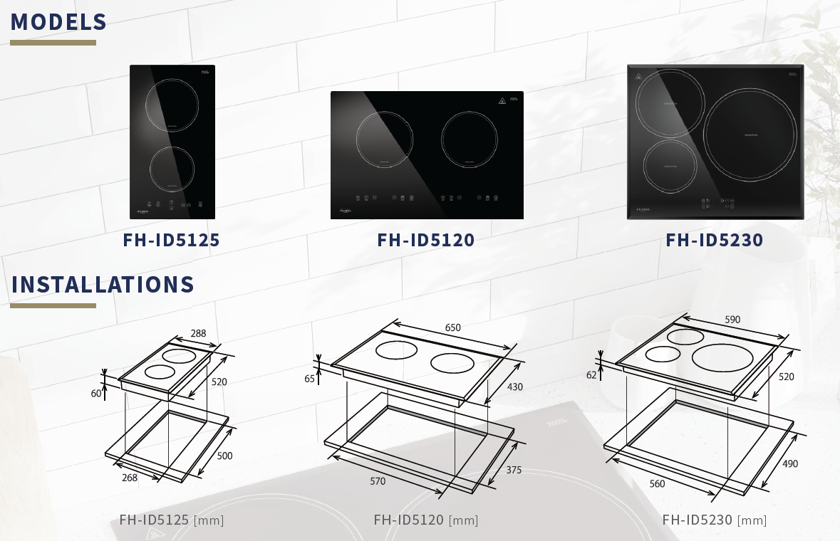 Fujioh FH-ID5230 3-zone induction hob dimensions