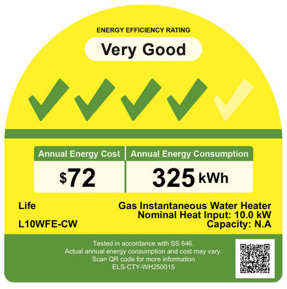 Life L10WFE energy label, 4 ticks