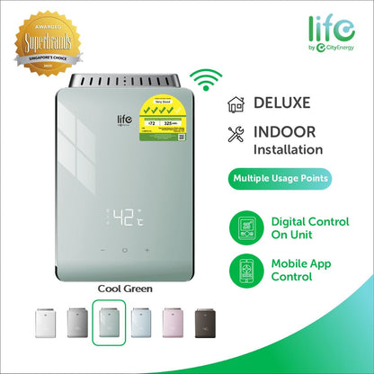 Life L10WFE smart gas water heater, Cool Green