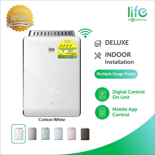 Life L10WFE smart gas water heater, Cotton White