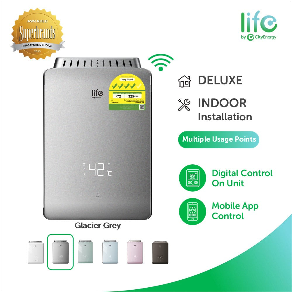 Life L10WFE smart gas water heater, Glacier Grey