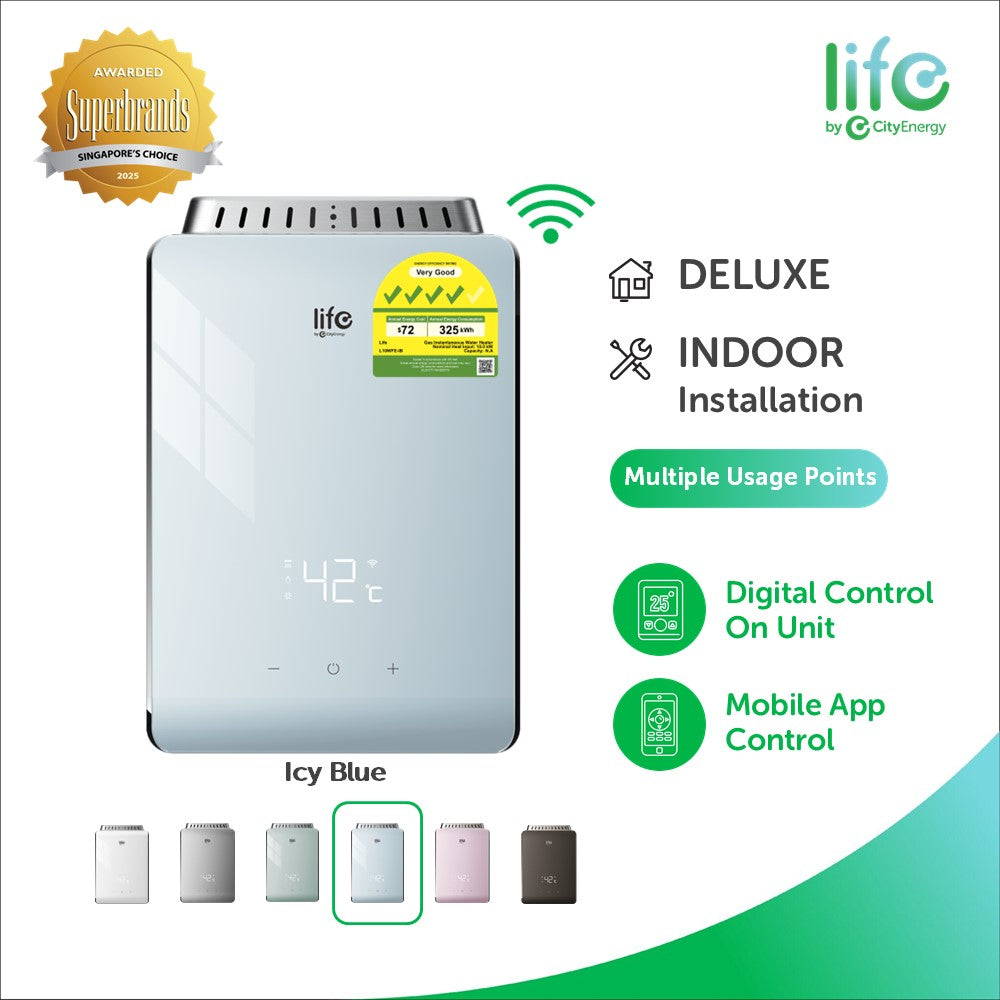 Life L10WFE smart gas water heater, Icy Blue