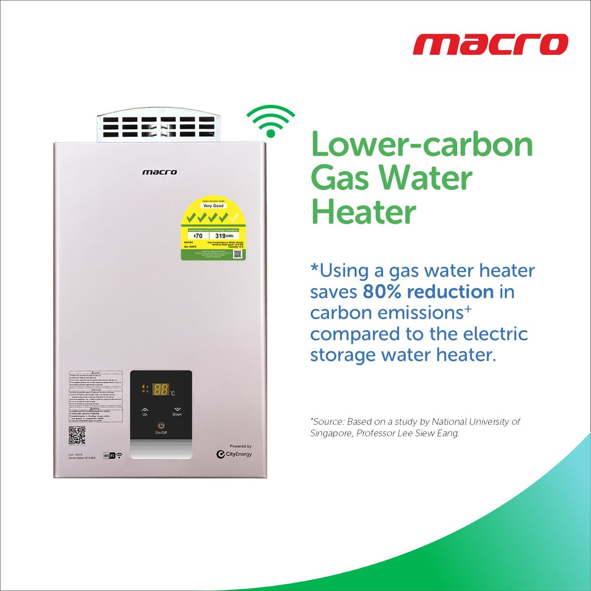 Macro MA-10WFE lower carbon gas water heater