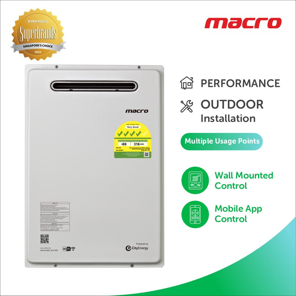 Macro MA-20WOD 20L outdoor Wi-Fi gas water heater