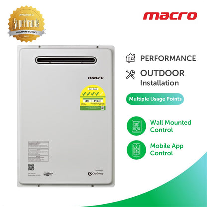 Macro MA-20WOD 20L outdoor Wi-Fi gas water heater