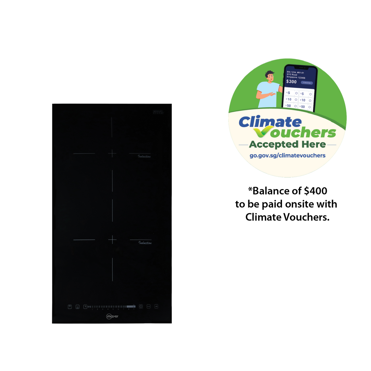 Mayer MMIH30CS 30cm 2-zone domino induction hob