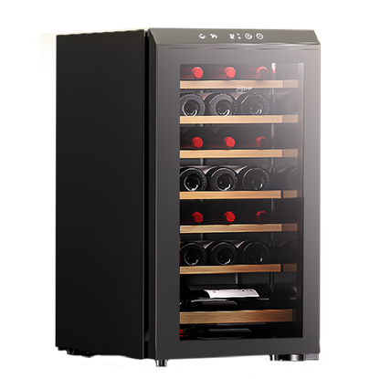 Mayer MMWC34BCS 34 bottle wine chiller, left view