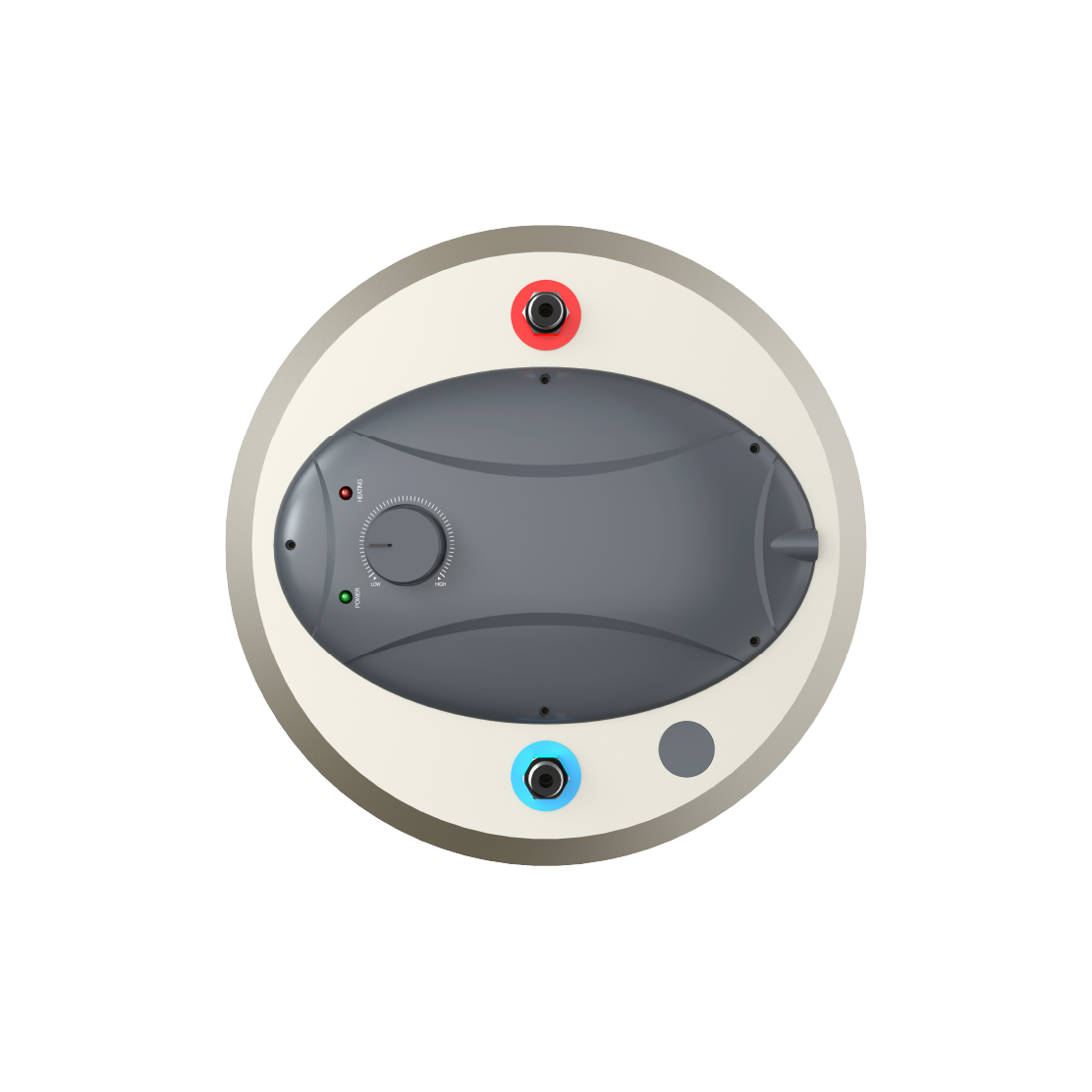 Mistral MSWHZ25CG 25L storage water heater, side view