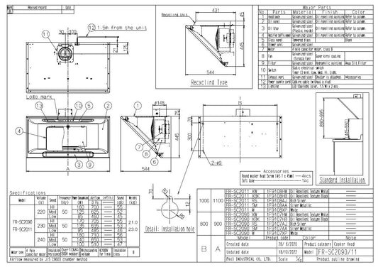 Fujioh FR-SC2070 or FR-SC2090 dimensions