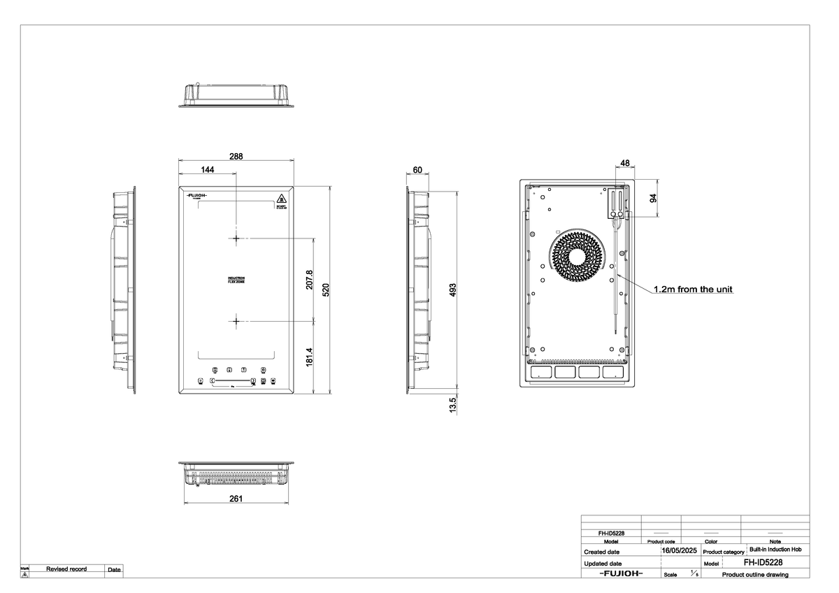 Fujioh FH-ID5228 domino induction hob dimensions