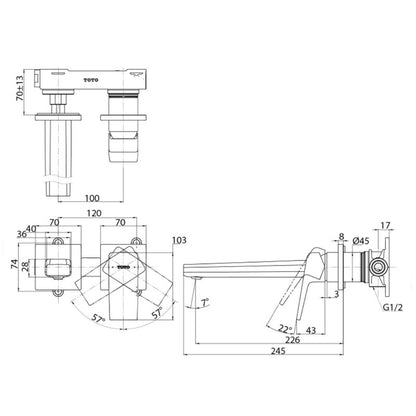 TOTO TLG10308 dimension drawing