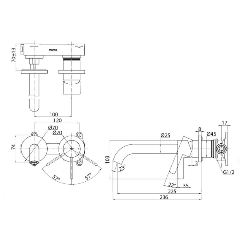 TOTO TLG11308 dimension drawing