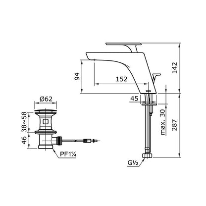 TOTO TX115LT dimension drawing