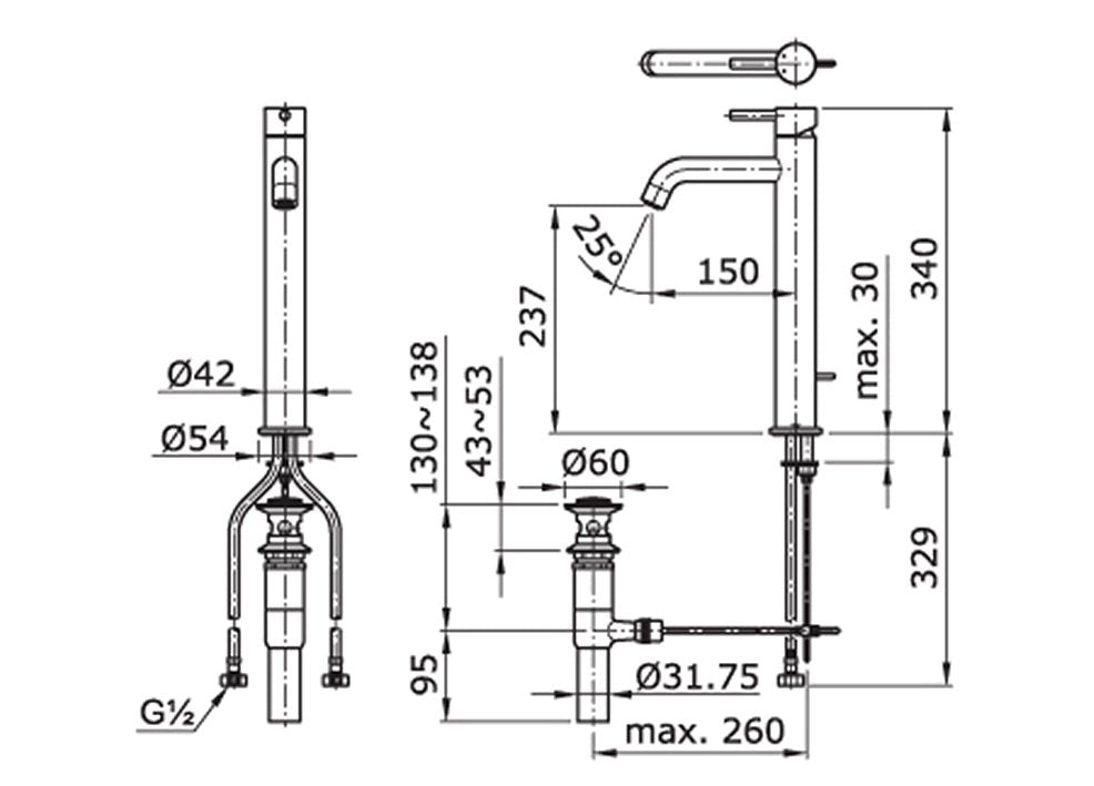 TOTO TX116LESN dimension drawing
