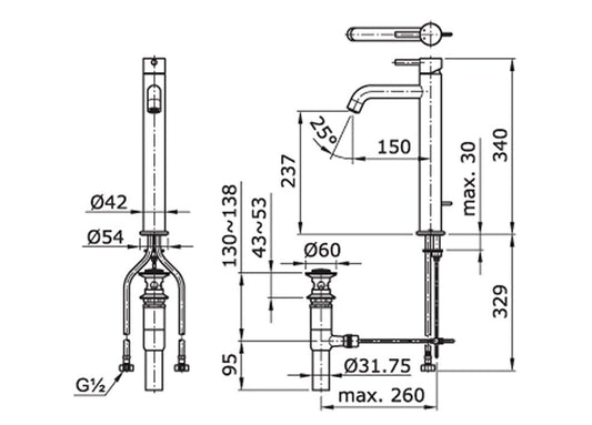 TOTO TX116LESN dimension drawing