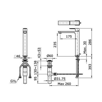 TOTO TX116MMA dimension drawing