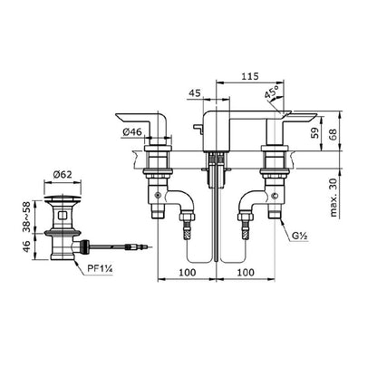 TOTO TX119LKBR dimension drawing