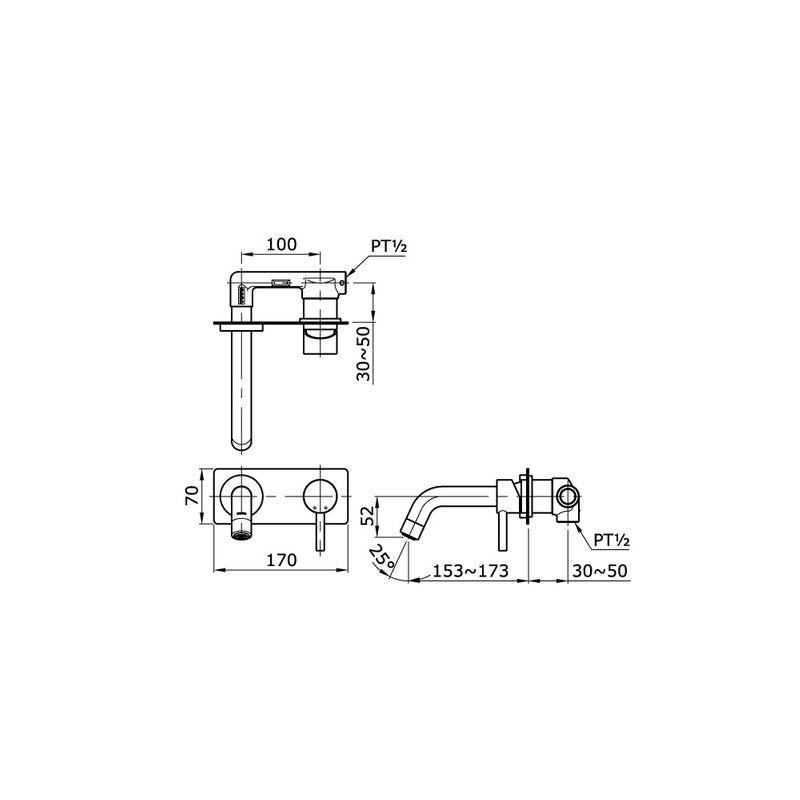 TOTO TX120LESN dimension drawing