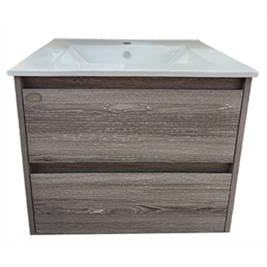 E+NT Y60BC-GS 60cm PVC Basin Cabinet (Grey White Oak)