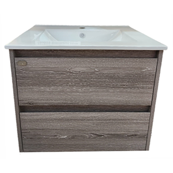 E+NT Y60BC 60cm PVC Basin Cabinet Grey White Oak