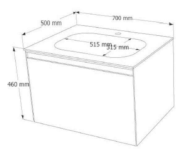 E+NT LD-3853 70cm Stainless Steel Basin Cabinet (Sand)