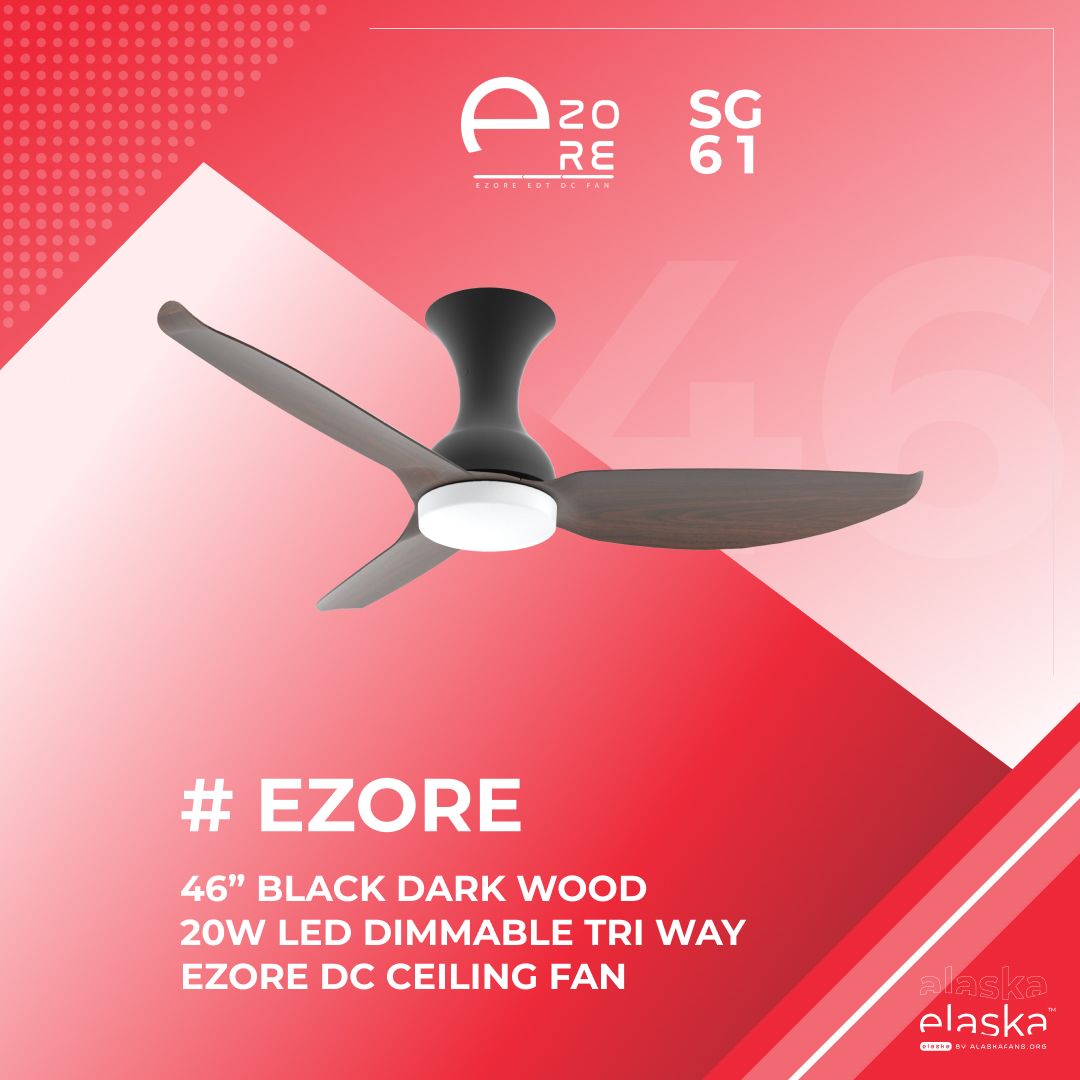 Alaska Ezore SG61 46" Black Dark Wood DC ceiling fan
