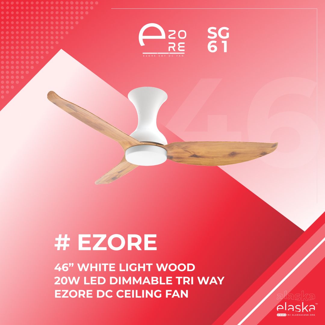 Alaska Ezore SG61 46" White Light Wood DC ceiling fan