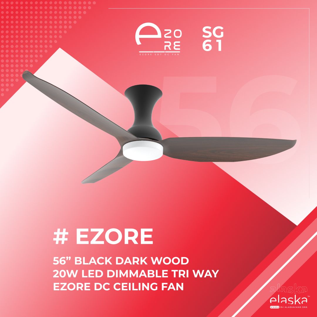 Alaska Ezore SG61 56" Black Dark Wood DC ceiling fan