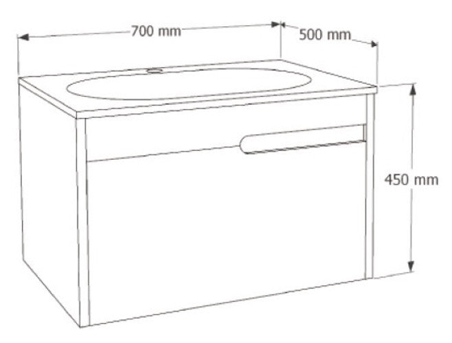 E+NT LD-Y02 70cm Stainless Steel Basin Cabinet (Matt Grey)